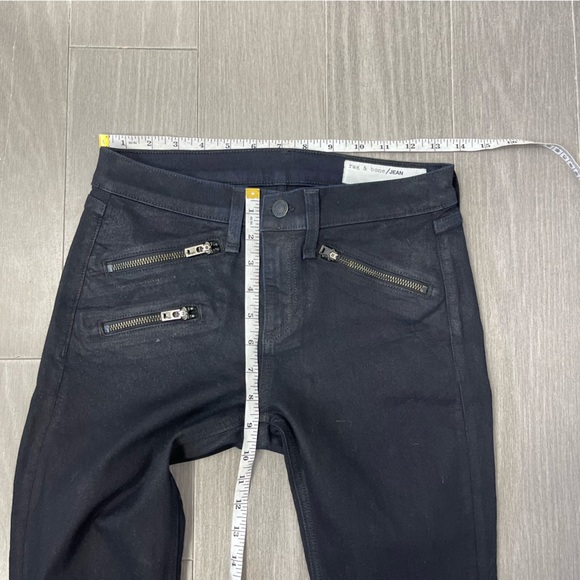 Rag & Bone Costed Skinny Moto Biker Jeans Zip Ankle Pockets Blue Black Low Rise - Picture 12 of 14